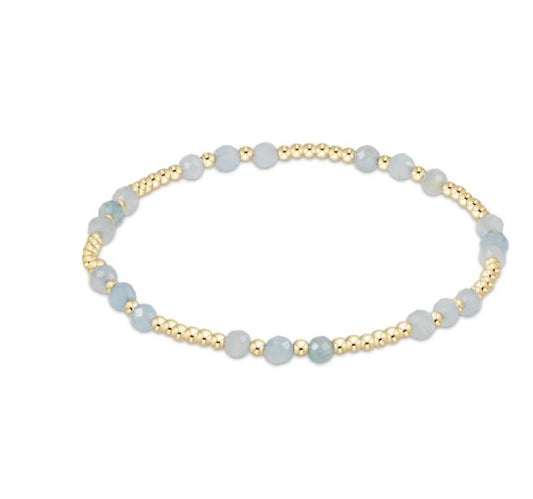 e. newton EXTENDS gemstone gold joy pattern 3mm bead bracelet - aquamarine