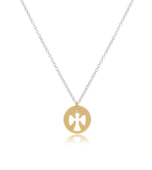 e. newton 16" necklace sterling mixed metal - guardian angel gold disc