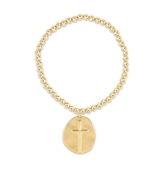 e. newton classic gold 4mm bead bracelet - inspire gold charm