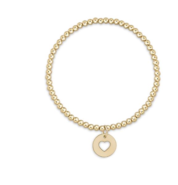 e. newton classic gold 3mm bead bracelet - love gold disc