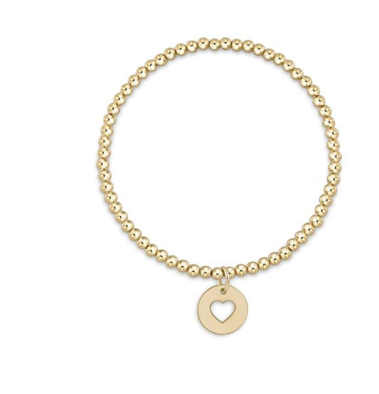 e. newton classic gold 3mm bead bracelet - love gold disc