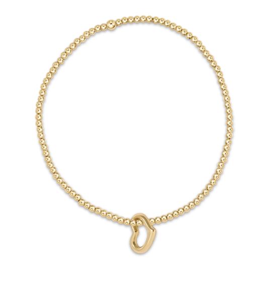 e. newton classic gold 2.5mm bead bracelet - love gold charm