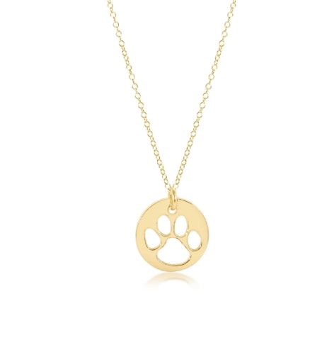 e. newton 16" necklace gold - paw print gold disc