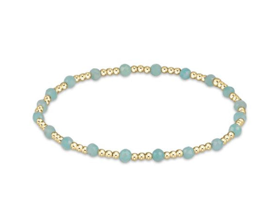 e. newton EXTENDS gemstone gold sincerity pattern 3mm bead bracelet - amazonite