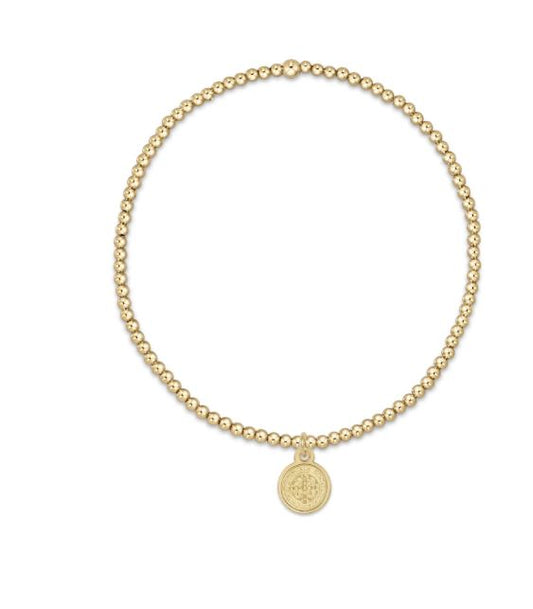 e. newton classic gold 2mm bead bracelet - blessing small gold disc