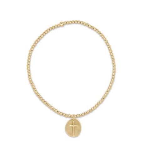 e. newton Classic Gold 2mm Bead Bracelet - Inspire Small Gold Charm