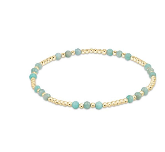 e. newton EXTENDS gemstone gold joy pattern 3mm bead bracelet - amazonite