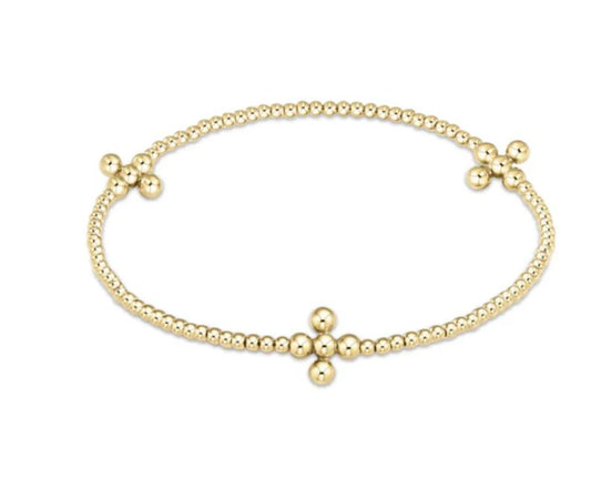 e. newton Classic Beaded Signature Cross Gold-3mm Bead Gold