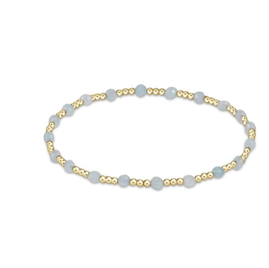 e. newton EXTENDS gemstone gold sincerity pattern 3mm bead bracelet - aquamarine