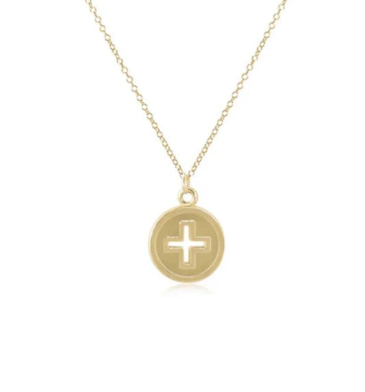 e. newton 16" necklace - signature cross gold disc