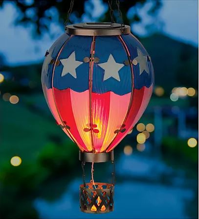 Hot Air Balloon Solar Lantern Small - Americana