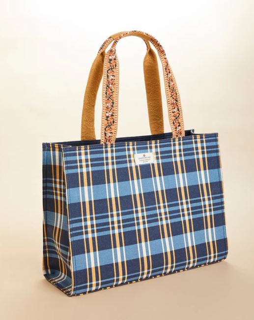 Spartina Shopper Tote Kalalanta Plaid Navy