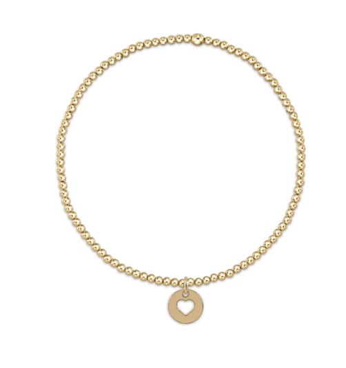 e. newton classic gold 2mm bead bracelet - love small gold disc