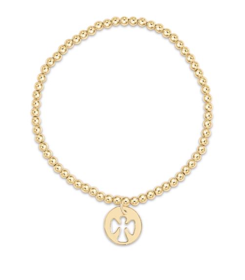 e. newton classic gold 2mm bead bracelet - guardian angel disc