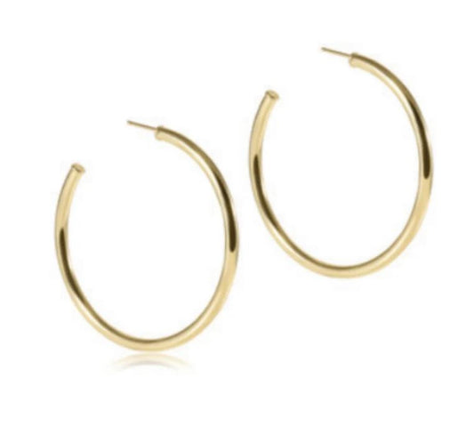 e. newton round gold 2" post hoop 3mm smooth