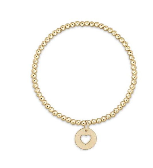 e. newton classic gold 3mm bead bracelet - love gold disc