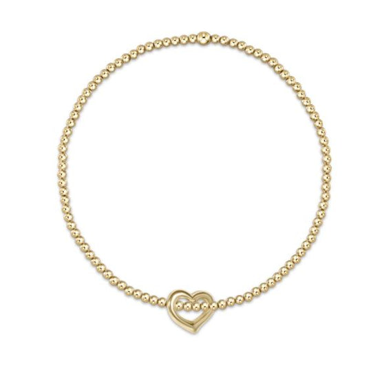 e. newton classic gold 2mm bead bracelet - love small gold charm