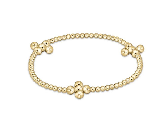 e. newton Classic Beaded Signature Cross Gold - 2.5mm & 4mm Bead Gold