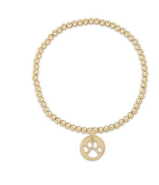 e. newton classic gold 2mm bead bracelet - paw print small gold disc