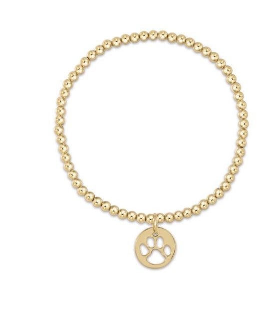 e. newton classic gold 2mm bead bracelet - paw print small gold disc