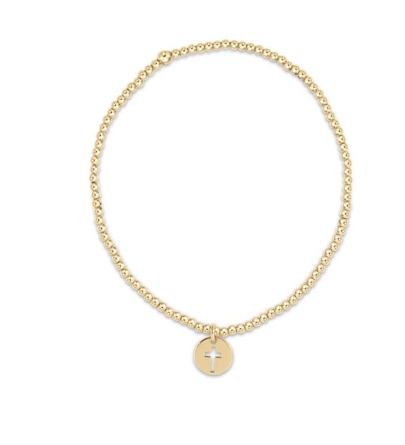 e. newton classic gold 2mm bead bracelet - blessed small gold disc