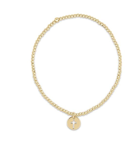 e. newton classic gold 2mm bead bracelet - blessed small gold disc