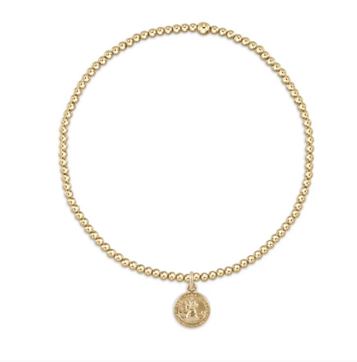 e. newton Classic Gold 2mm Bead Bracelet - Protection Small