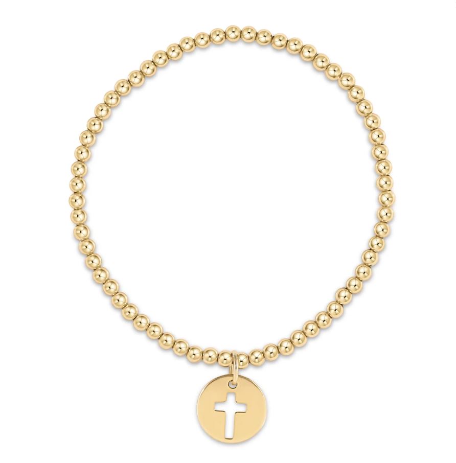 e. newton classic gold 3mm bead bracelet - blessed disc