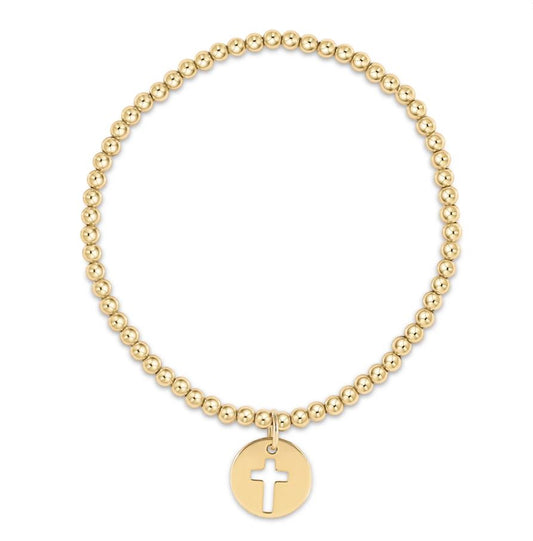 e. newton classic gold 3mm bead bracelet - blessed disc