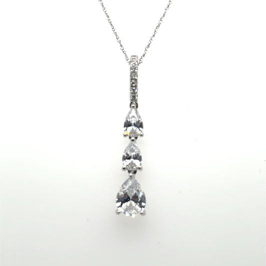 Super Special CZ Sterling Silver Pear Shaped Drop Pendant