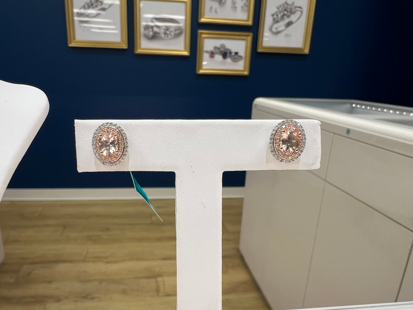 .30ctw Diamond and 1.50ct Morganite Stud Earrings