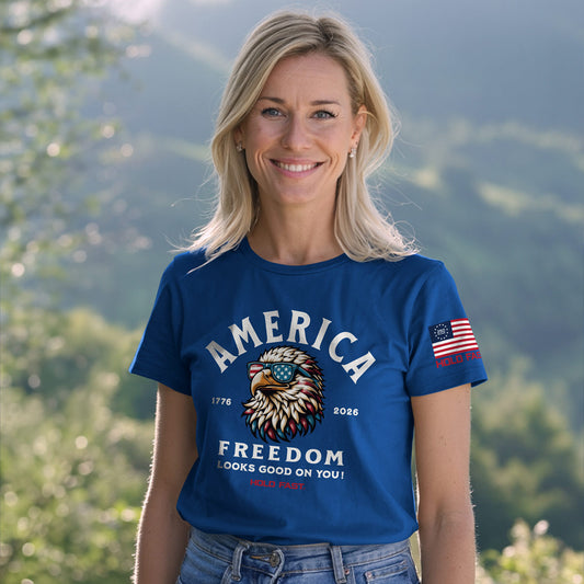 Hold Fast Tee- America Eagle in Royal