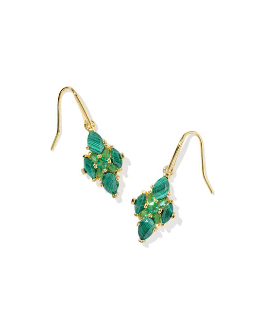 Kendra Scott Abbie Gold Crystal Drop Earrings in Gold Green Mix