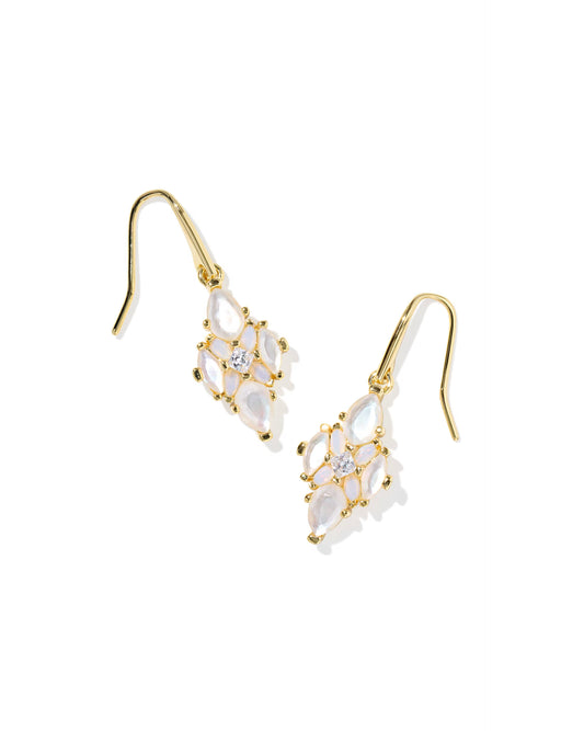 Kendra Scott Abbie Gold Crystal Drop Earrings in Gold Neutral Mix