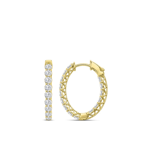 3ctw Inside Out Lab Grown Diamond Oval Hoop Earrings in 14kt Yellow Gold