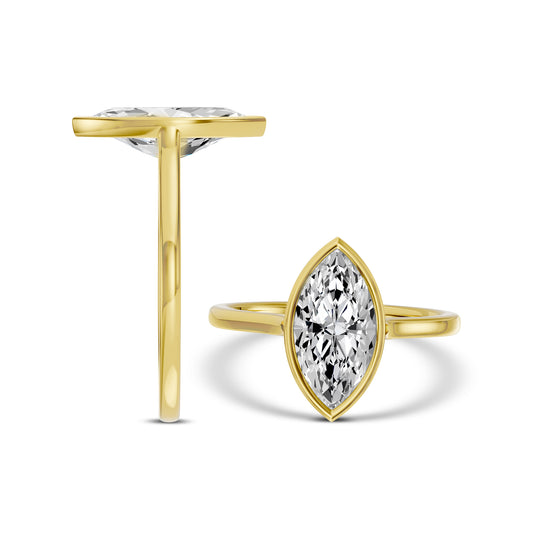 2ct Marquise Bezel Set Class Lab Grown Diamond Ring in 14kt Yellow Gold