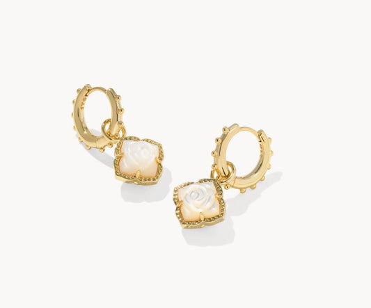 Kendra Scott - Mallory Rose Gold Huggie Earrings Ivory Mother-of-Pearl