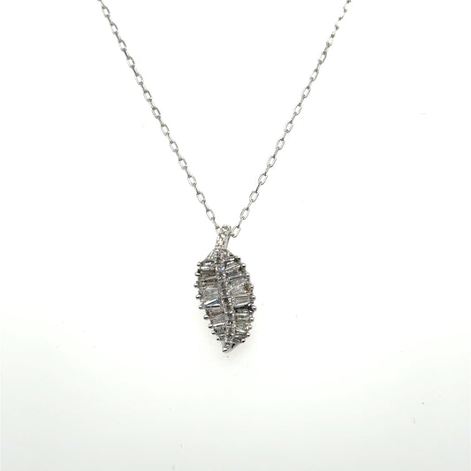 Ladies White Gold Diamond Baguette Leaf Silhouette