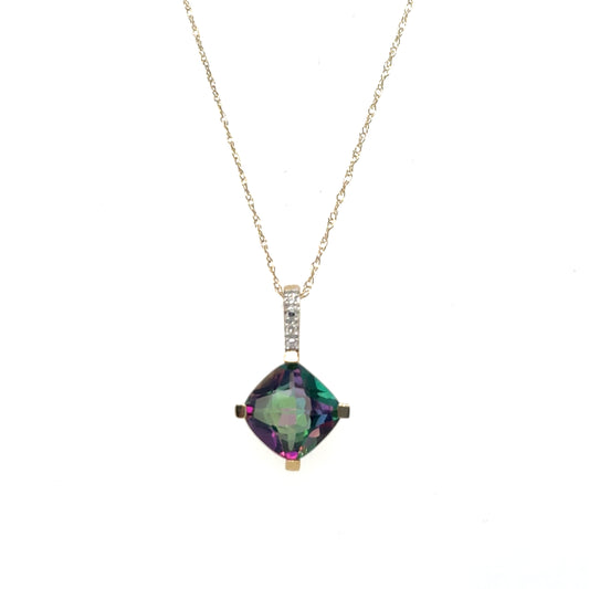 1.69ct Mystic Topaz and .03ctw Diamond Necklace