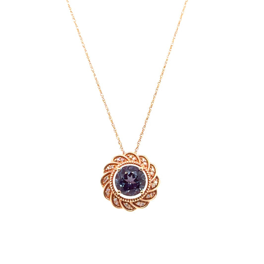 Alexandrite and .06ctw Diamond Necklace