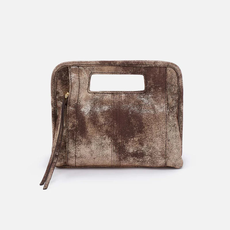 Hobo Ace Clutch - Metallic Leather | Cocoa Platinum