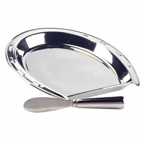Day at the Races Silver Plated 3D Horseshoe Cheese Plate