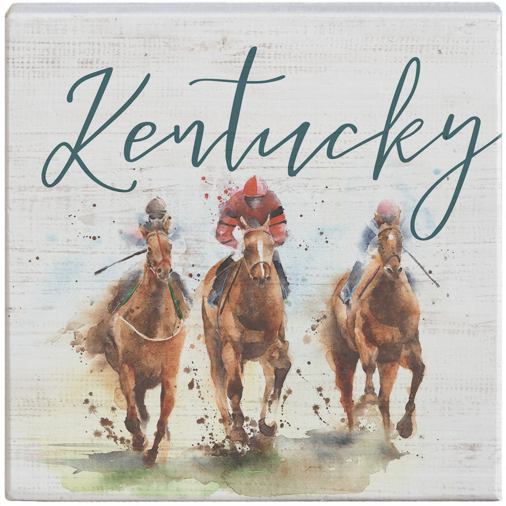 "Kentucky" Horse Race Wooden Block