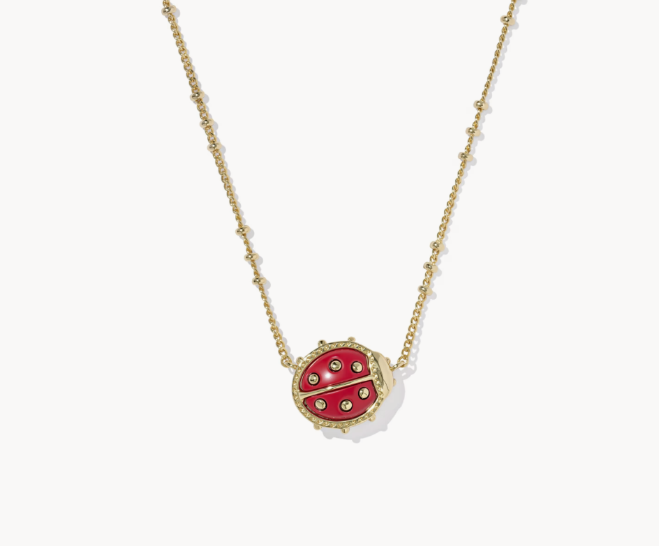 Kendra Scott Ladybug Short Pendant Red Vermillion Magnesite