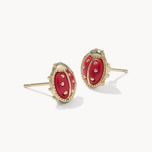 Kendra Scott Ladybug Stud Earrings Red Vermillion Magnesite