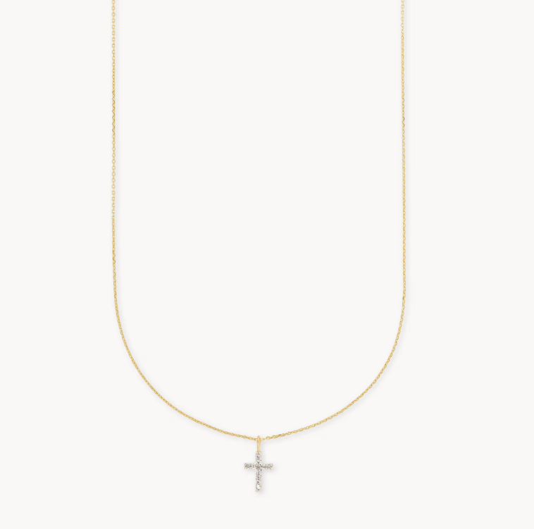 Kendra Scott Diamond Cross Necklace 14kt Yellow Gold