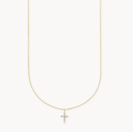 Kendra Scott Diamond Cross Necklace 14kt Yellow Gold