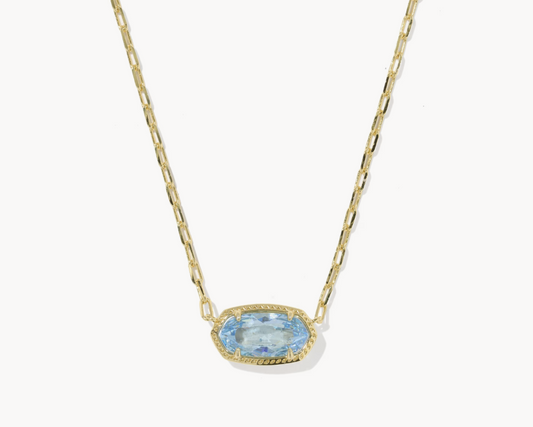 Kendra Scott Elisa Luxe Short Pendant Necklace - Light Blue CZ