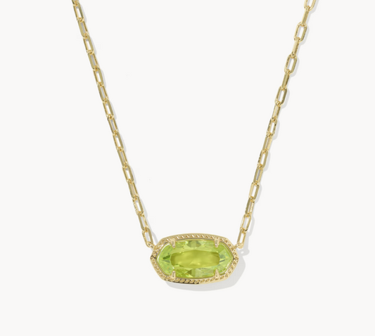 Kendra Scott Elisa Luxe Gold Short Pendant Necklace - Light Green CZ