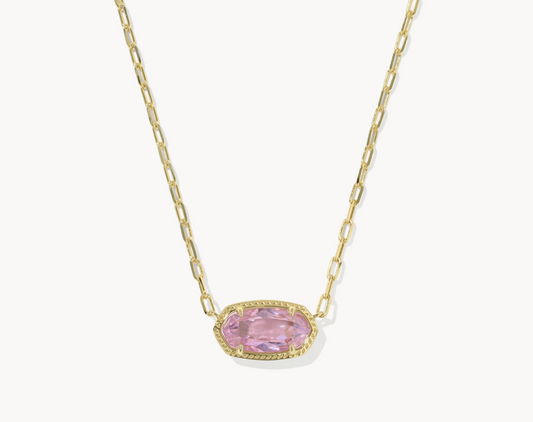 Kendra Scott Elisa Luxe Gold Short Pendant Necklace - Light Pink
